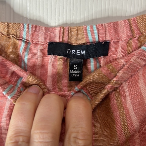 DREW Emerson Wide Split Leg Strapless Linen Blend Striped Romper Size Small - Picture 10 of 16